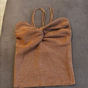 Knit Halter Top Brown Sugar Babe Crop Brown/Gold